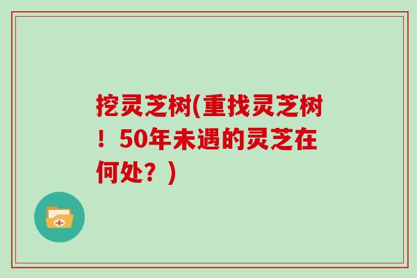挖灵芝树(重找灵芝树！50年未遇的灵芝在何处？)
