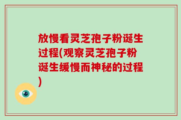 放慢看灵芝孢子粉诞生过程(观察灵芝孢子粉诞生缓慢而神秘的过程)