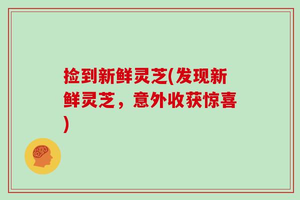 捡到新鲜灵芝(发现新鲜灵芝，意外收获惊喜)