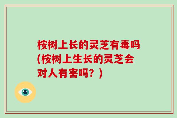 桉树上长的灵芝有毒吗(桉树上生长的灵芝会对人有害吗?)-第1张图片-灵芝大师 桉树上长的灵芝有毒吗(桉树上生长的灵芝会对人有害吗?)-第1张图片-灵芝大师