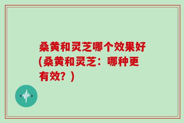 桑黄和灵芝哪个效果好(桑黄和灵芝：哪种更有效？)