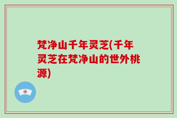 梵净山千年灵芝(千年灵芝在梵净山的世外桃源)