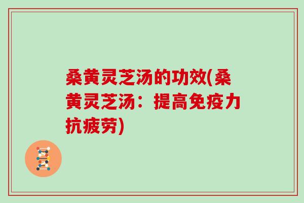 桑黄灵芝汤的功效(桑黄灵芝汤：提高免疫力抗疲劳)