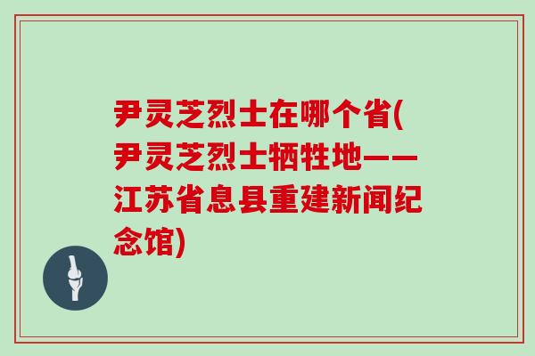 尹灵芝烈士在哪个省(尹灵芝烈士牺牲地——江苏省息县重建新闻纪念馆)