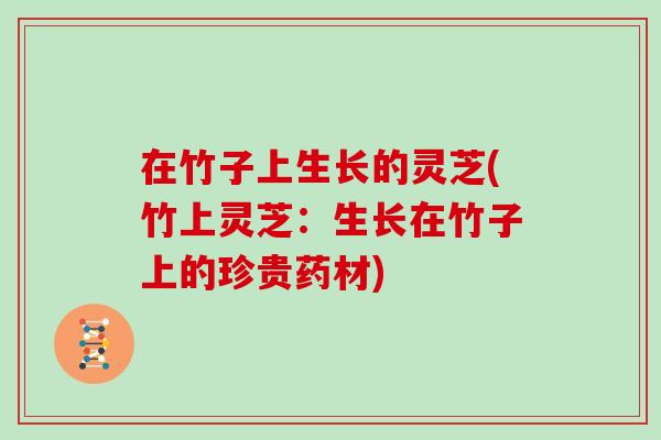 在竹子上生长的灵芝(竹上灵芝：生长在竹子上的珍贵药材)