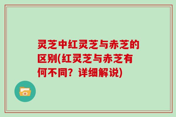 灵芝中红灵芝与赤芝的区别(红灵芝与赤芝有何不同？详细解说)