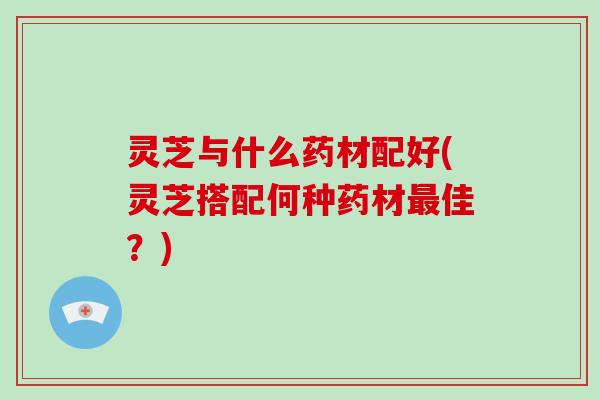 灵芝与什么药材配好(灵芝搭配何种药材最佳？)