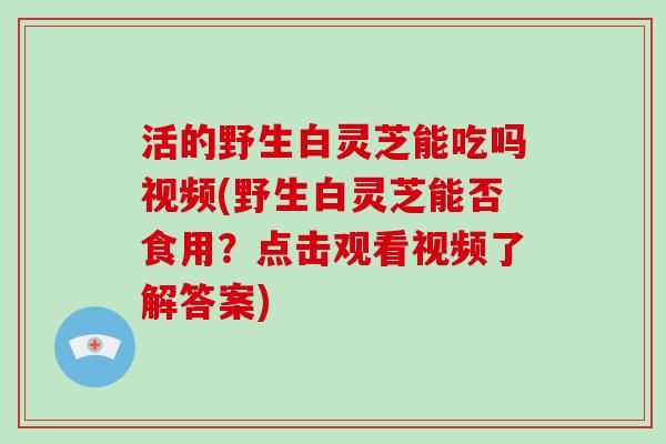 活的野生白灵芝能吃吗视频(野生白灵芝能否食用？点击观看视频了解答案)