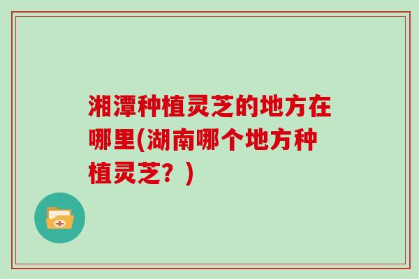 湘潭种植灵芝的地方在哪里(湖南哪个地方种植灵芝？)