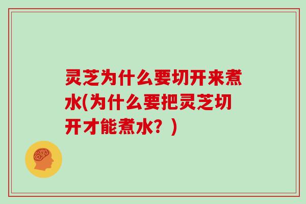 灵芝为什么要切开来煮水(为什么要把灵芝切开才能煮水？)