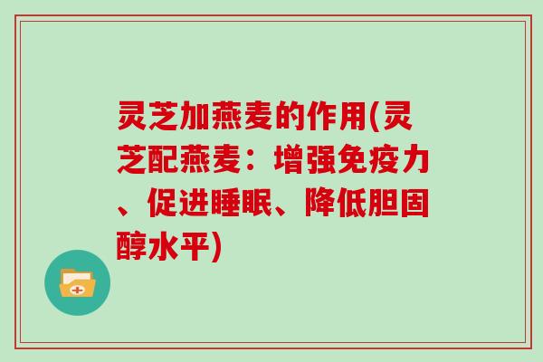 灵芝加燕麦的作用(灵芝配燕麦：增强免疫力、促进睡眠、降低胆固醇水平)