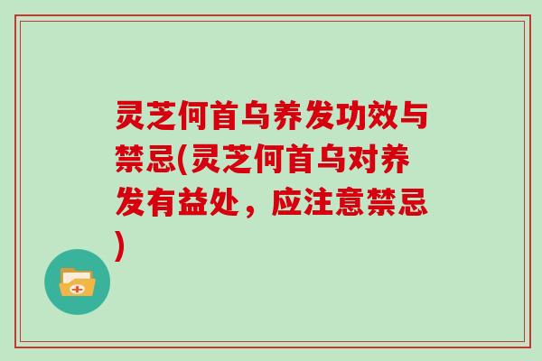 灵芝何首乌养发功效与禁忌(灵芝何首乌对养发有益处,应注意禁忌)-第1张图片-灵芝大师 灵芝何首乌养发功效与禁忌(灵芝何首乌对养发有益处,应注意禁忌)-第1张图片-灵芝大师