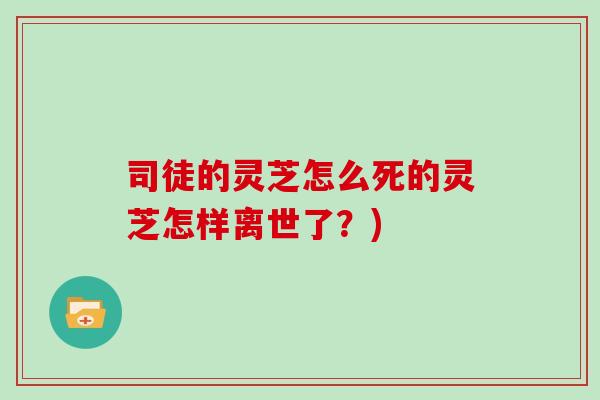 司徒的灵芝怎么死的灵芝怎样离世了？)