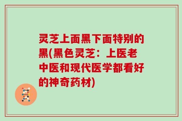 灵芝上面黑下面特别的黑(黑色灵芝：上医老中医和现代医学都看好的神奇药材)