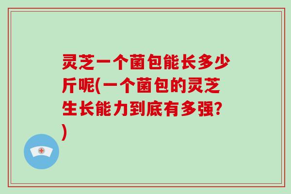 灵芝一个菌包能长多少斤呢(一个菌包的灵芝生长能力到底有多强？)