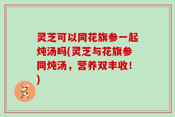 灵芝可以同花旗参一起炖汤吗(灵芝与花旗参同炖汤，营养双丰收！)