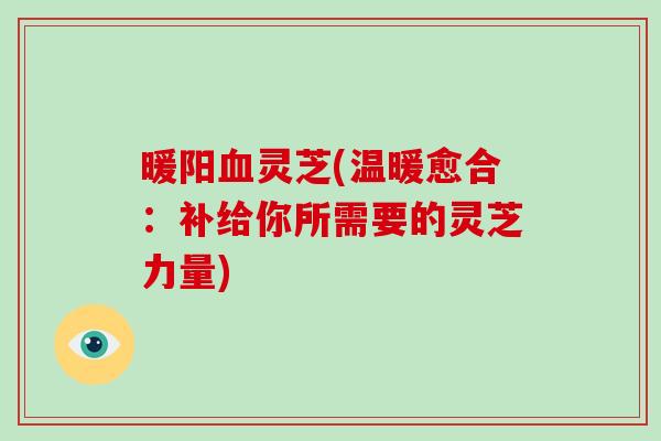 暖阳血灵芝(温暖愈合：补给你所需要的灵芝力量)