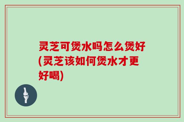 灵芝可煲水吗怎么煲好(灵芝该如何煲水才更好喝)