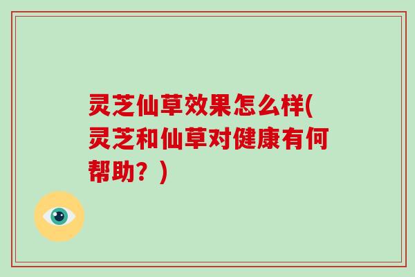 灵芝仙草效果怎么样(灵芝和仙草对健康有何帮助？)