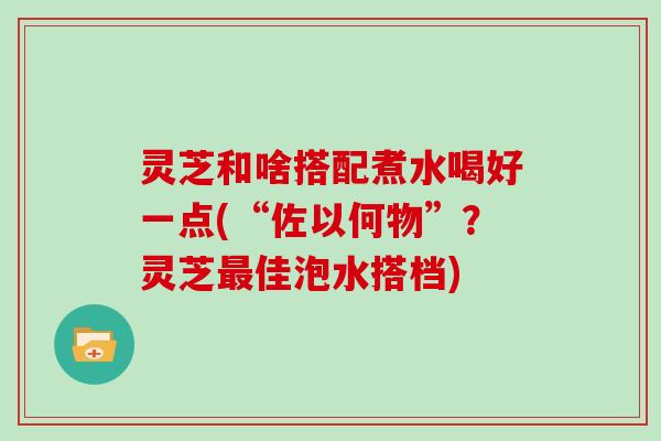 灵芝和啥搭配煮水喝好一点(“佐以何物”？灵芝最佳泡水搭档)