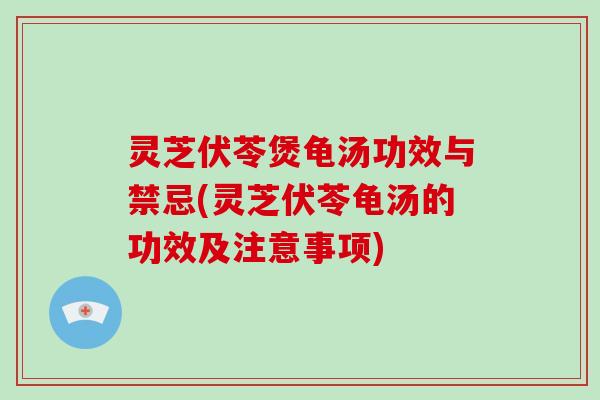 灵芝伏苓煲龟汤功效与禁忌(灵芝伏苓龟汤的功效及注意事项)
