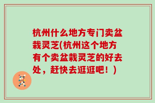 杭州什么地方专门卖盆栽灵芝(杭州这个地方有个卖盆栽灵芝的好去处，赶快去逛逛吧！)