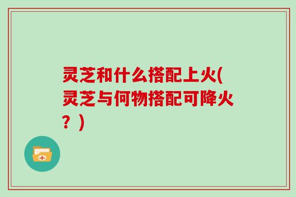 灵芝和什么搭配上火(灵芝与何物搭配可降火？)