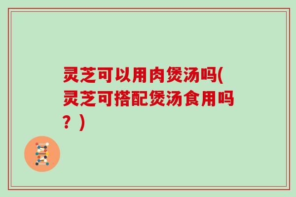 灵芝可以用肉煲汤吗(灵芝可搭配煲汤食用吗？)