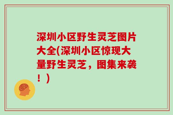 深圳小区野生灵芝图片大全(深圳小区惊现大量野生灵芝，图集来袭！)