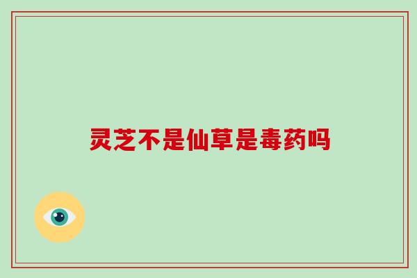 灵芝不是仙草是毒药吗