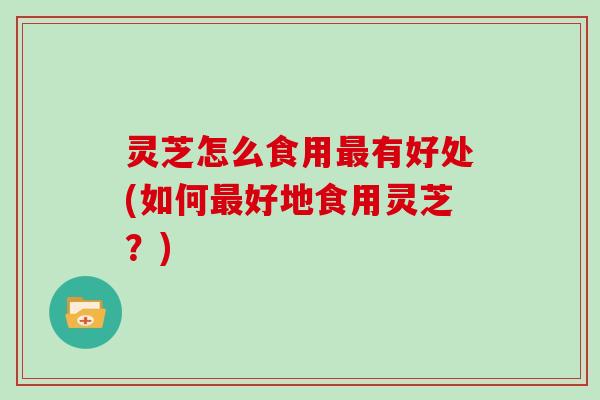 灵芝怎么食用最有好处(如何最好地食用灵芝？)