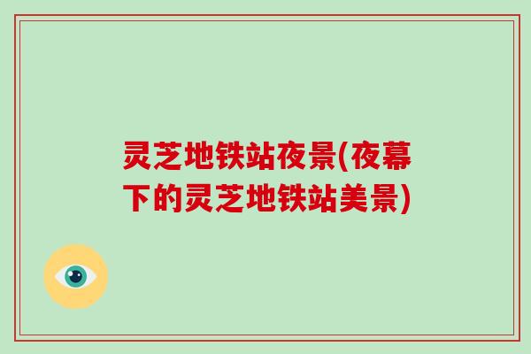 灵芝地铁站夜景(夜幕下的灵芝地铁站美景)-第1张图片-灵芝大师 灵芝地铁站夜景(夜幕下的灵芝地铁站美景)-第1张图片-灵芝大师