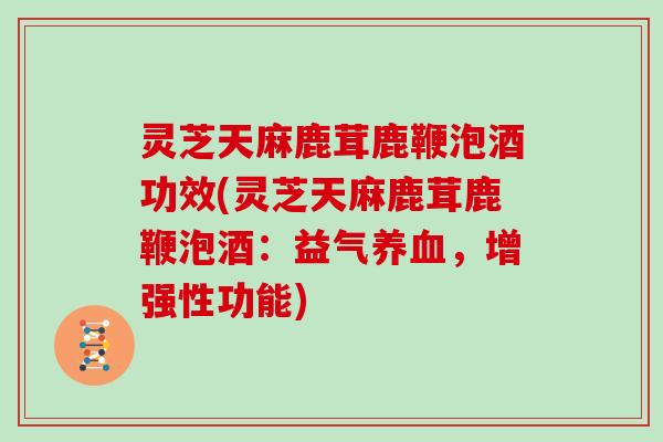 灵芝天麻鹿茸鹿鞭泡酒功效(灵芝天麻鹿茸鹿鞭泡酒：益气养血，增强性功能)