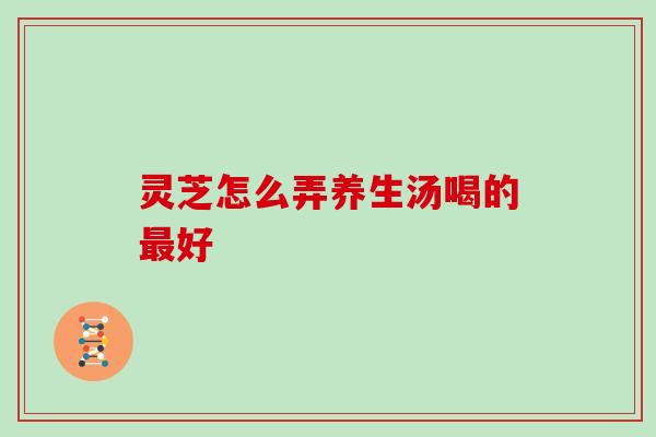 灵芝怎么弄养生汤喝的最好