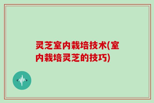 灵芝室内栽培技术(室内栽培灵芝的技巧)