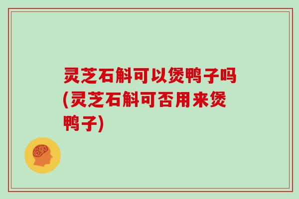 灵芝石斛可以煲鸭子吗(灵芝石斛可否用来煲鸭子)