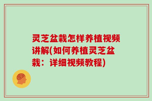 灵芝盆栽怎样养植视频讲解(如何养植灵芝盆栽：详细视频教程)