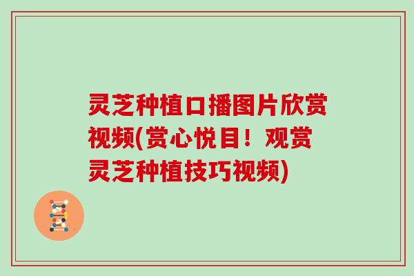 灵芝种植口播图片欣赏视频(赏心悦目！观赏灵芝种植技巧视频)