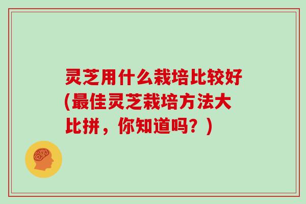 灵芝用什么栽培比较好(最佳灵芝栽培方法大比拼，你知道吗？)