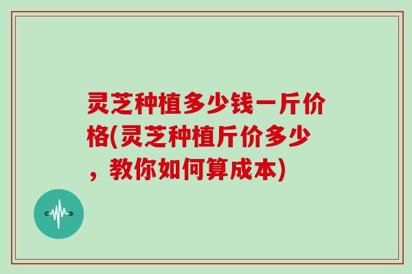 灵芝种植多少钱一斤价格(灵芝种植斤价多少，教你如何算成本)