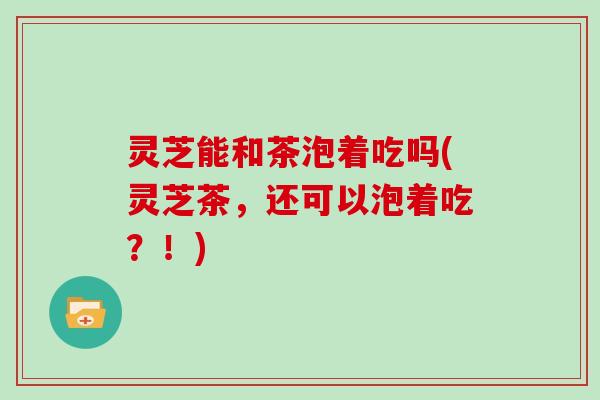灵芝能和茶泡着吃吗(灵芝茶，还可以泡着吃？！)