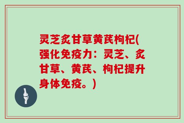 灵芝炙甘草黄芪枸杞(强化免疫力：灵芝、炙甘草、黄芪、枸杞提升身体免疫。)
