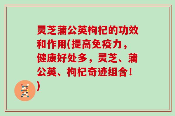 灵芝蒲公英枸杞的功效和作用(提高免疫力，健康好处多，灵芝、蒲公英、枸杞奇迹组合！)