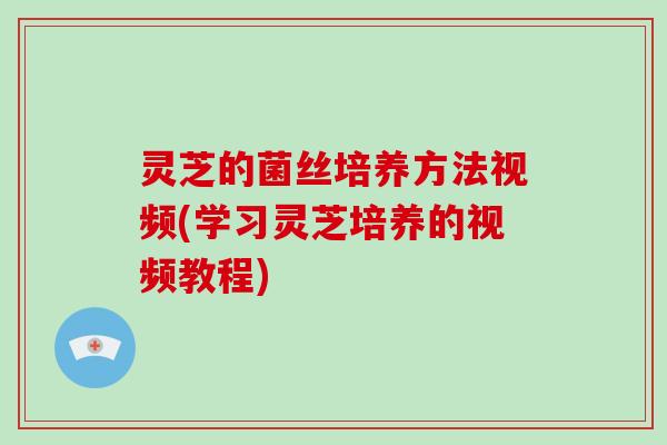 灵芝的菌丝培养方法视频(学习灵芝培养的视频教程)