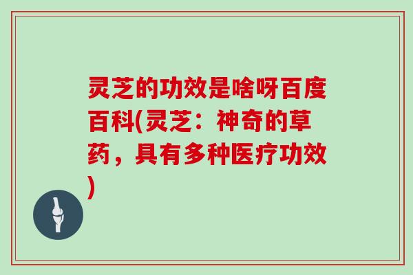 灵芝的功效是啥呀百度百科(灵芝：神奇的草药，具有多种医疗功效)