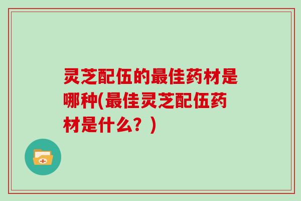 灵芝配伍的最佳药材是哪种(最佳灵芝配伍药材是什么？)