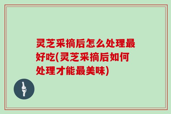 灵芝采摘后怎么处理最好吃(灵芝采摘后如何处理才能最美味)