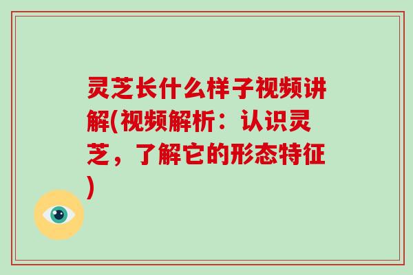 灵芝长什么样子视频讲解(视频解析：认识灵芝，了解它的形态特征)