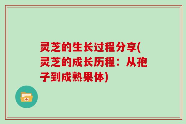 灵芝的生长过程分享(灵芝的成长历程：从孢子到成熟果体)