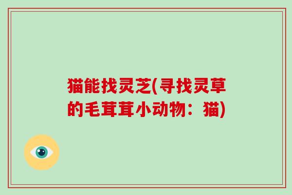 猫能找灵芝(寻找灵草的毛茸茸小动物：猫)